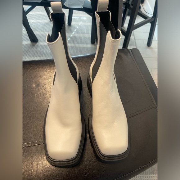 Barbara Bui leather square toes chunky soles pull on Chelsea boots 37.5 - Picture 2 of 8